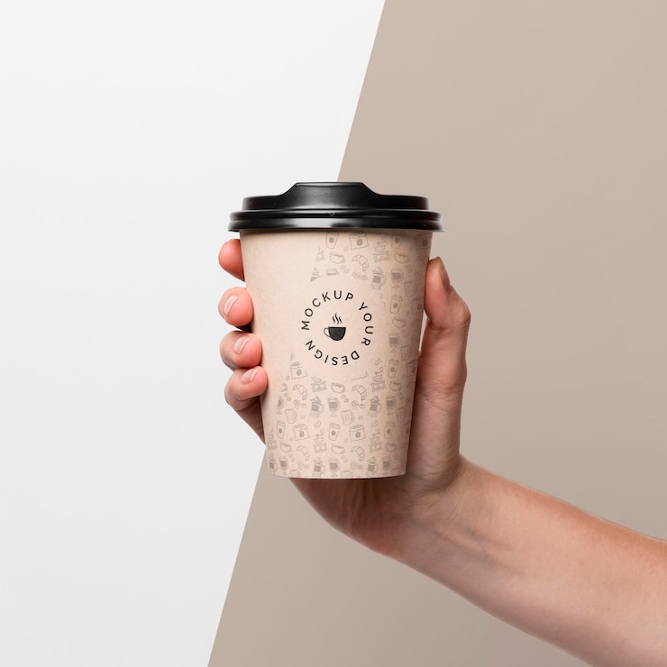 PSD copo de plástico com simulação de café