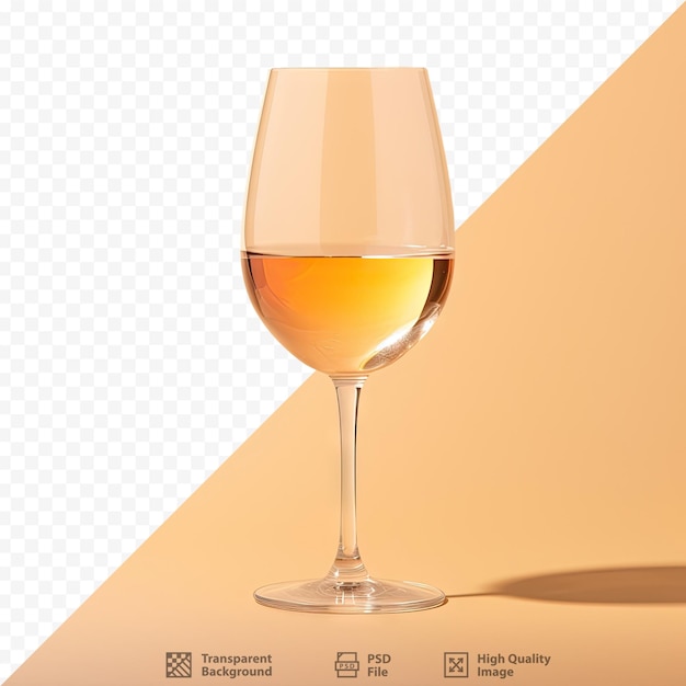 PSD copo de vinho isolado com vinho branco na vista vertical de fundo transparente