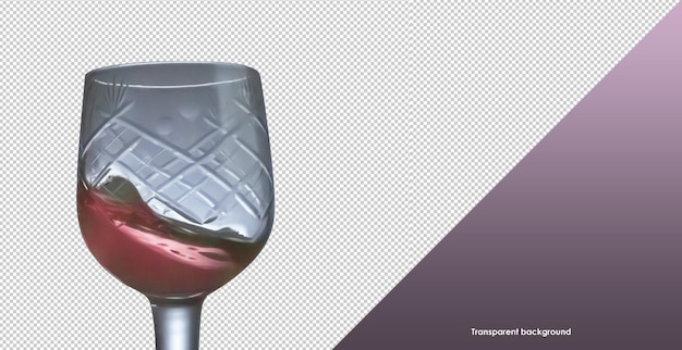 Copo de vinho vermelho em fundo transparente e espaço de cópia