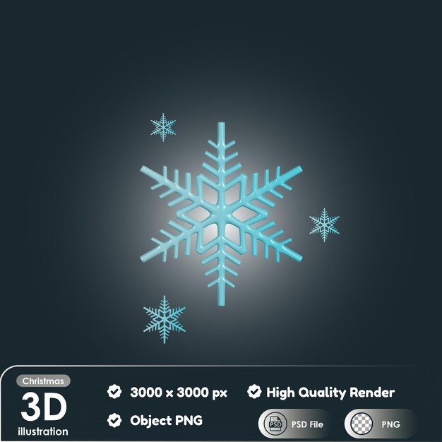 PSD copo de nieve de navidad 3d