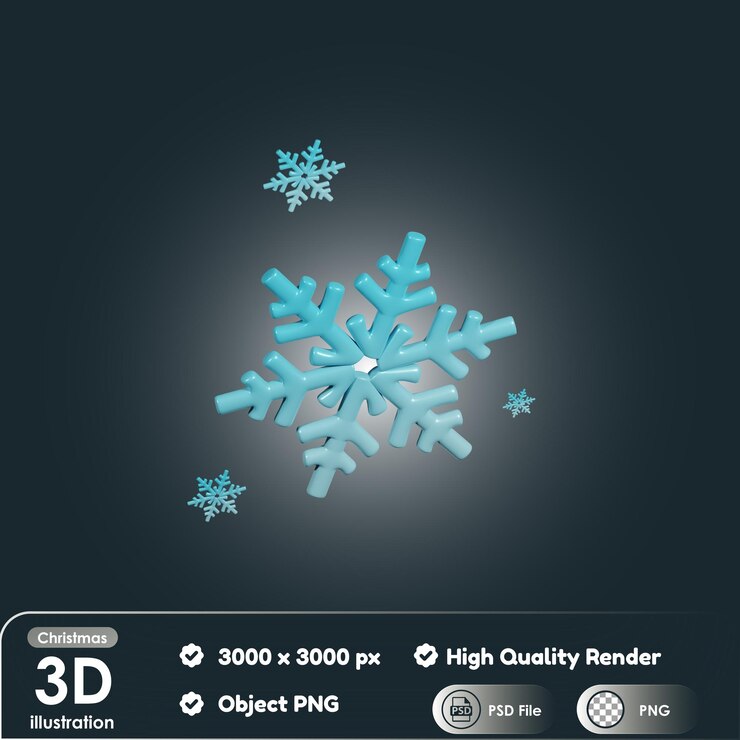 PSD copo de nieve de navidad 3d