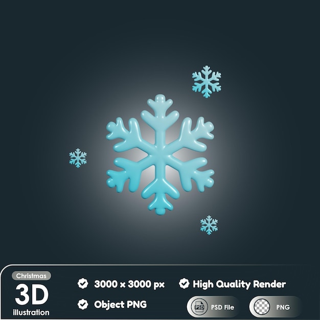 PSD copo de nieve de navidad 3d