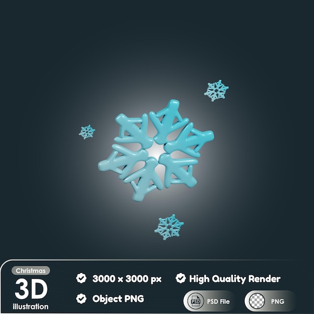 PSD copo de nieve de navidad 3d