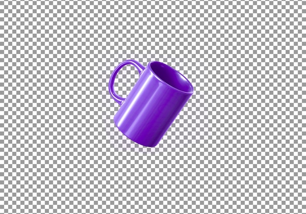 Copo roxo com alça em fundo transparente