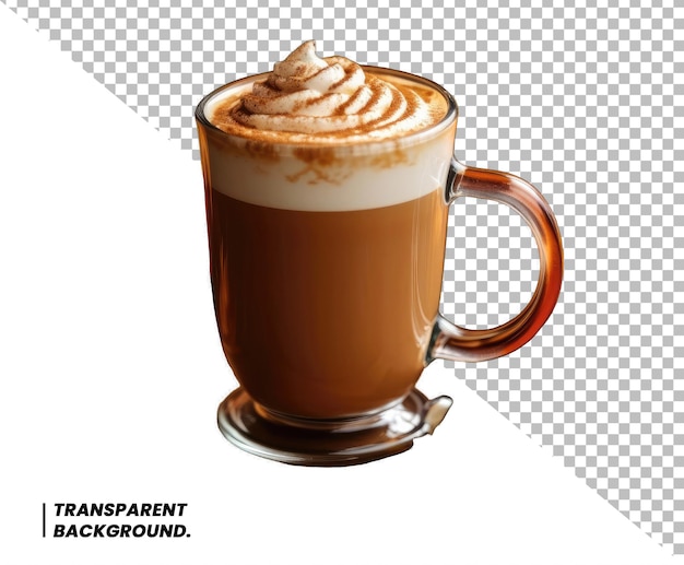 Copo um fundo transparente de café cappuccino