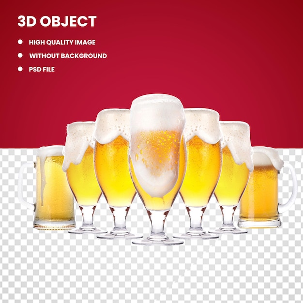 Copos de cerveja e malte