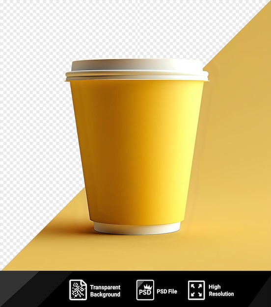 PSD copos de papel descartáveis para bebidas pratos de cozinha para piquenique eco copo de café vazio com você em um fundo amarelo png psd