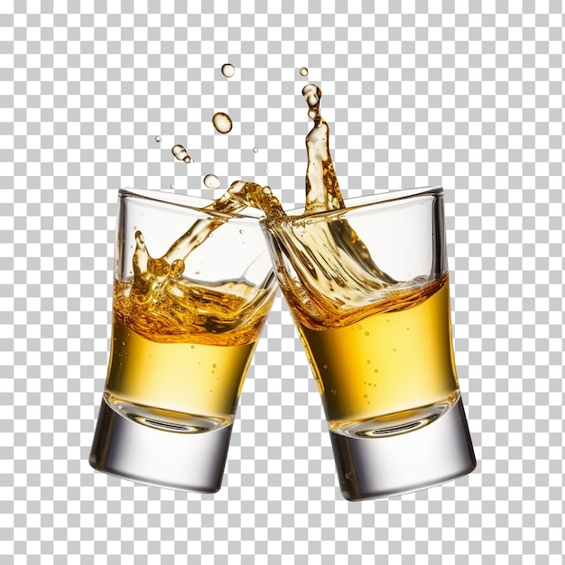 PSD copos de tequila fazendo torradas com splash isolado em fundo transparente png psd