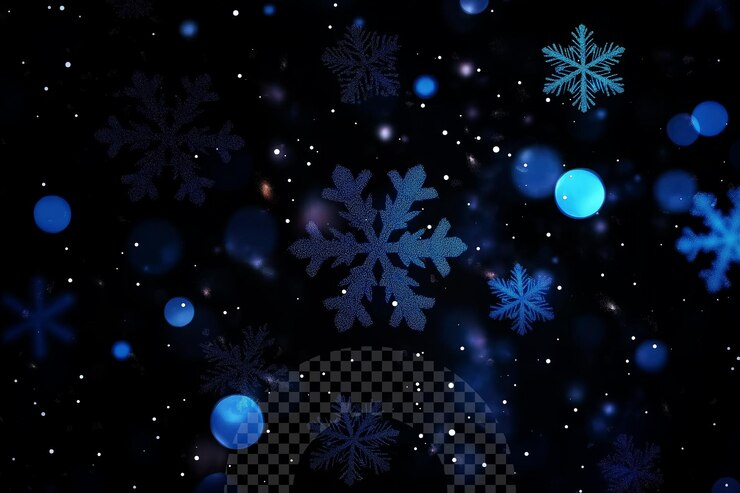 PSD los copos de nieve caen sobre un fondo transparente