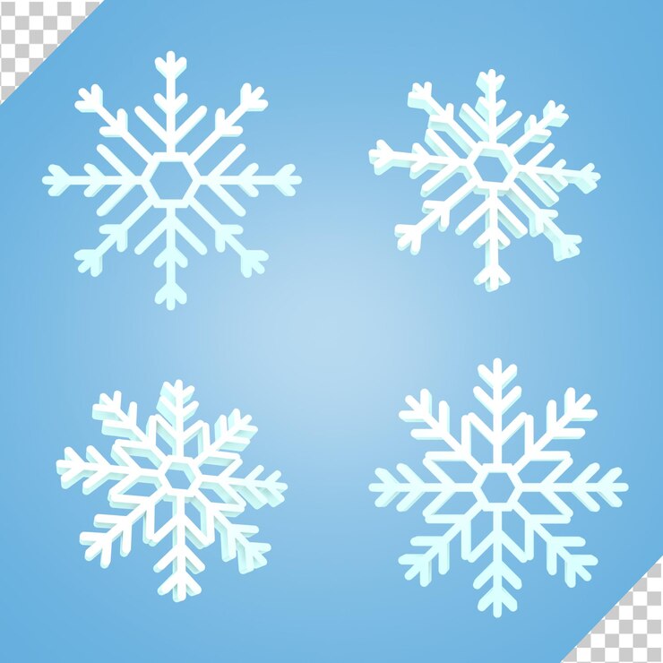PSD copos de nieve decoración 3d render objeto ilustración