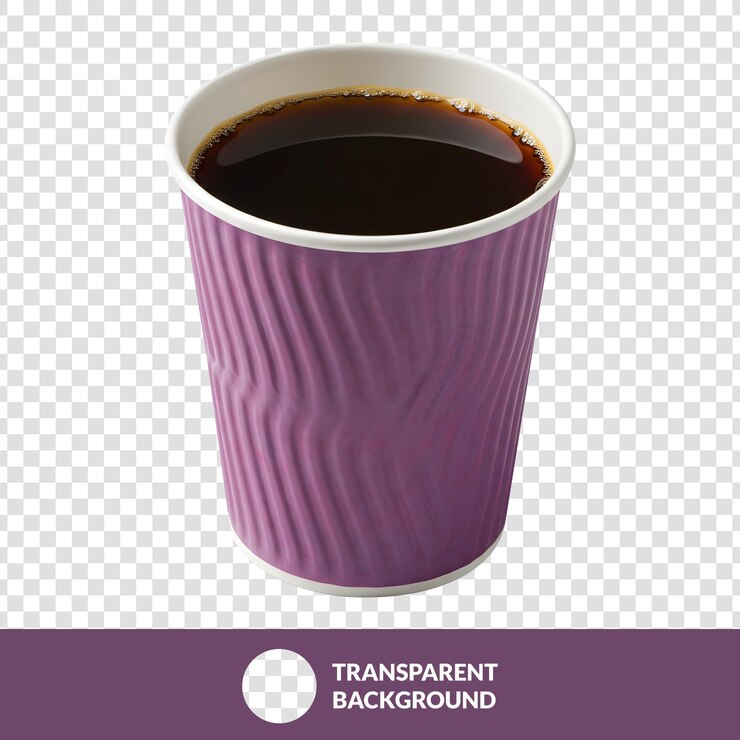 PSD coppa da caffè viola con sfondo trasparente