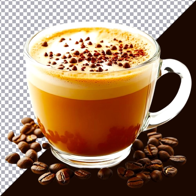 Coppa di caffè con illustrazione di panna montata su sfondo bianco