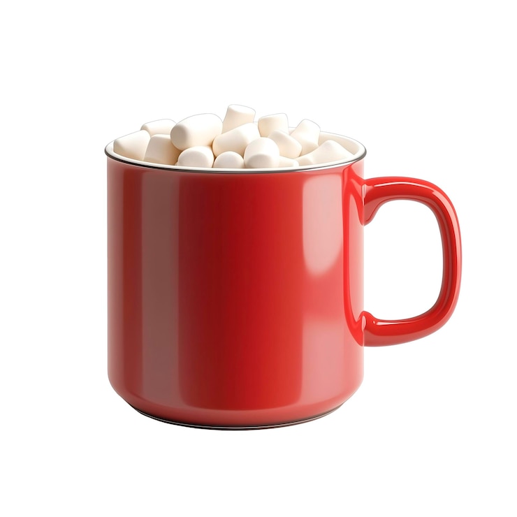 PSD coppa rossa 3d con cioccolato caldo e marshmallows pacchetto di illustrazioni natalizie 3d invernali