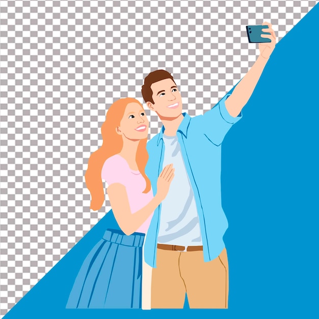 Coppia che si fa un selfie all'aperto