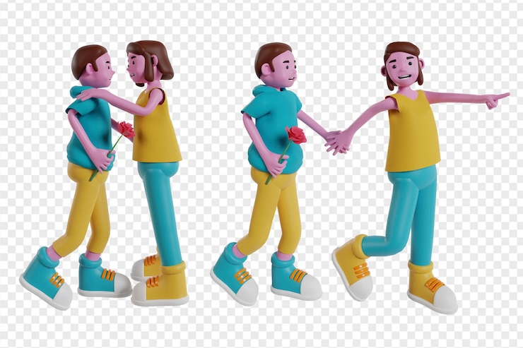 PSD coppia d'amore nel giorno di san valentino 3d render icone