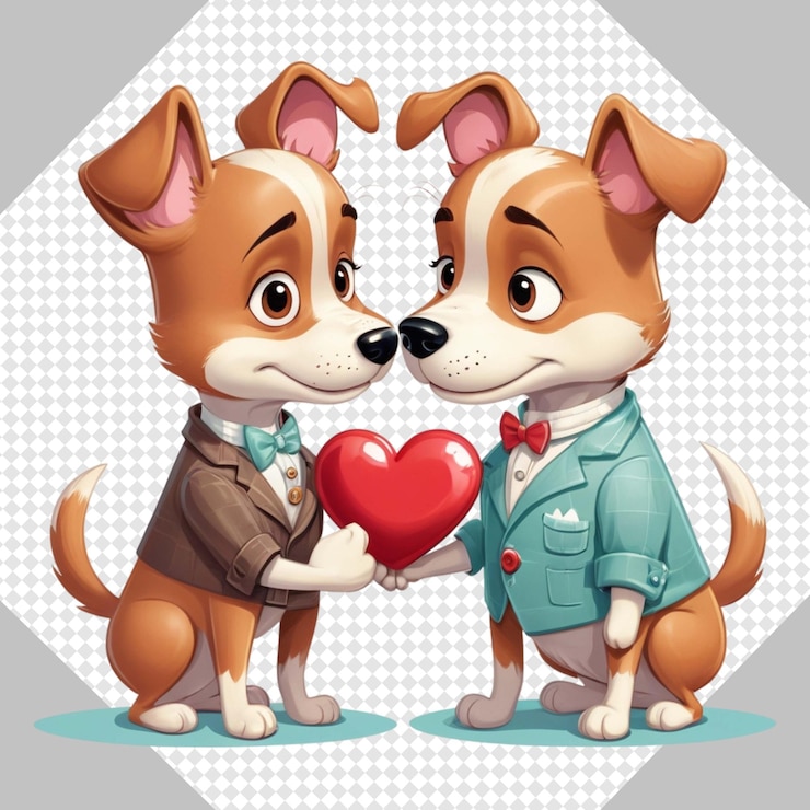 PSD coppia di cani romantici clipart perfetti per il giorno di san valentino