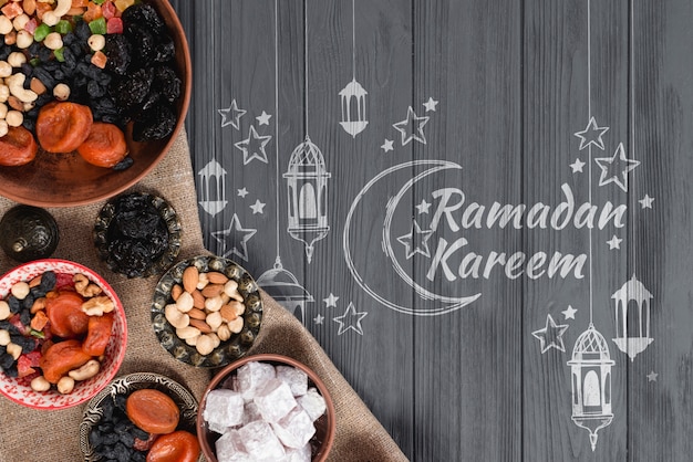 PSD copyspace maquete com conceito de ramadan