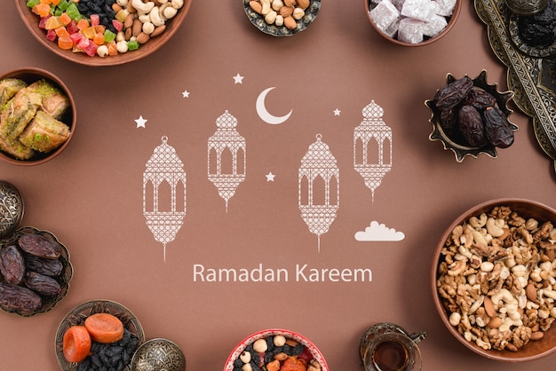 PSD copyspace maquete com conceito de ramadan