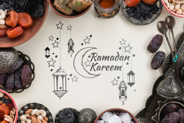 PSD copyspace-modell mit ramadan-konzept