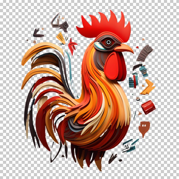 PSD un coq en 3d isolé sur un fond transparent