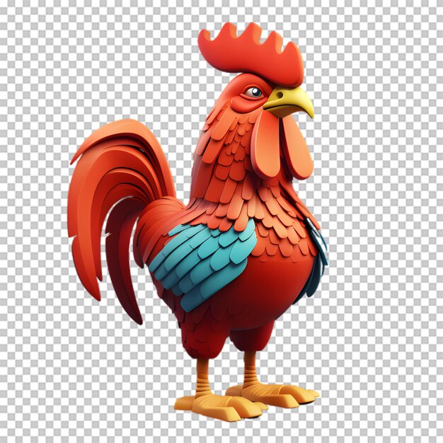 PSD un coq en 3d isolé sur un fond transparent