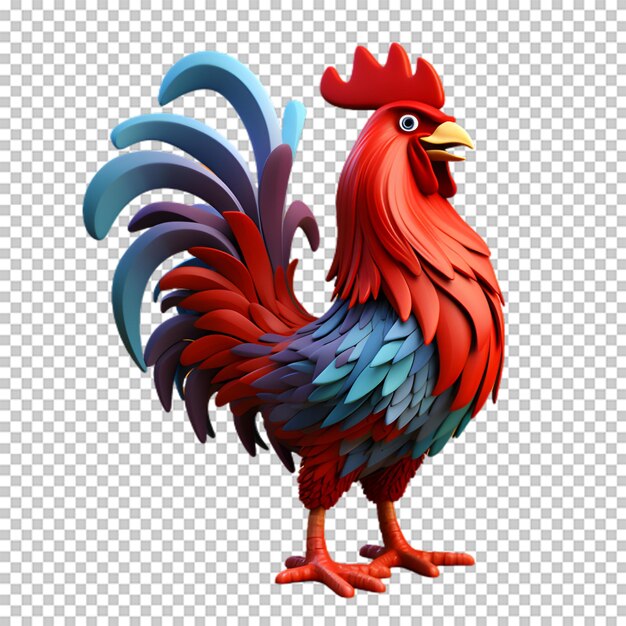 PSD un coq en 3d isolé sur un fond transparent