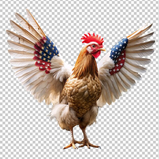 PSD un coq a des ailes avec un drapeau américain.