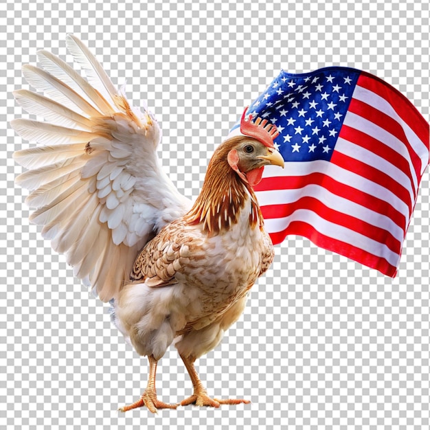 Un Coq A Des Ailes Avec Un Drapeau Américain.