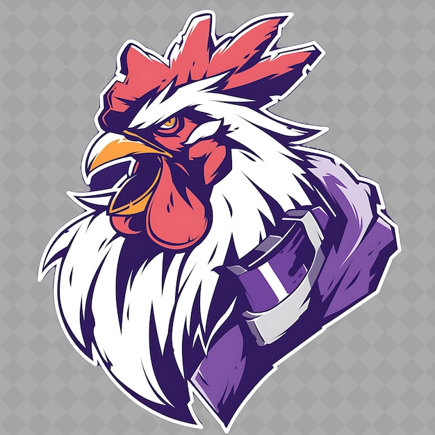 PSD un coq avec un logo qui dit poulet dessus