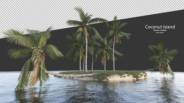 Coqueiro em renderização 3d isolado na ilha