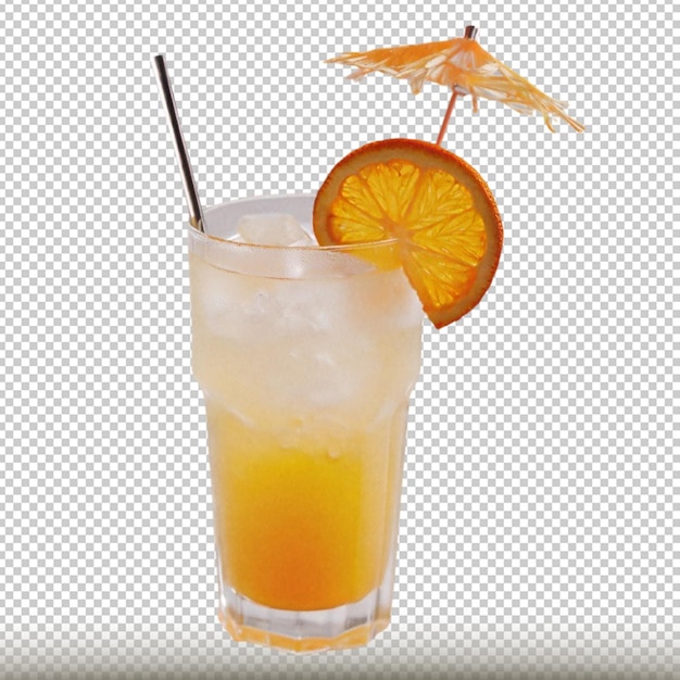 Coquetel com laranja isolada em fundo transparente