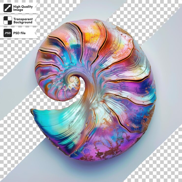 PSD une coquille colorée avec un dessin en spirale