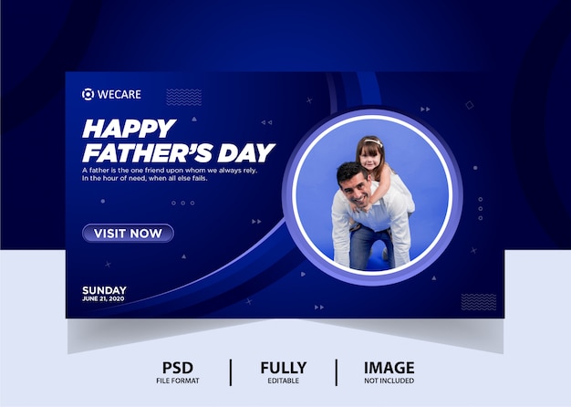 Cor azul gradiente dia dos pais web banner design