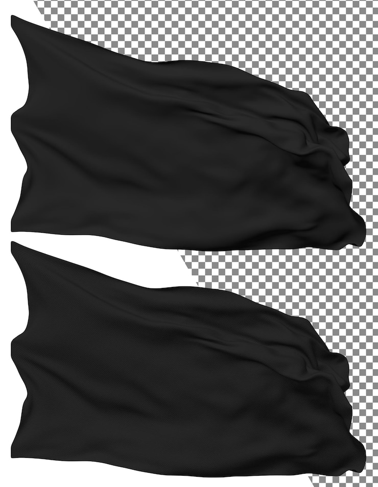 PSD cor bandeira negra onda isolada textura de colisão simples fundo transparente renderização 3d
