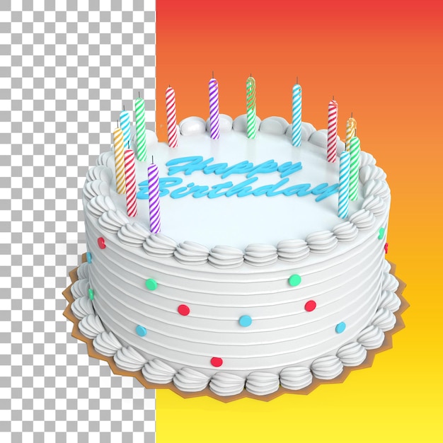 PSD cor decorada do bolo de aniversário para o design do seu elemento