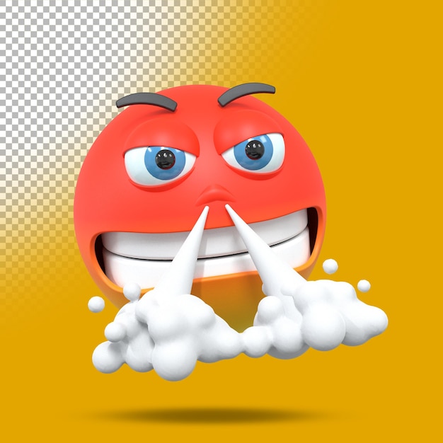 PSD cor emoji furioso 3d. ilustração tridimensional render.