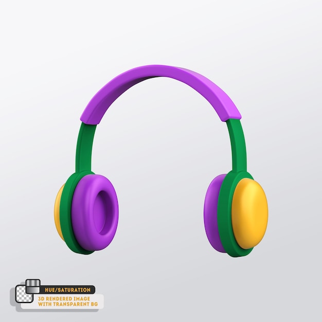 PSD cor isolada dos fones de ouvido do ícone 3d mutável