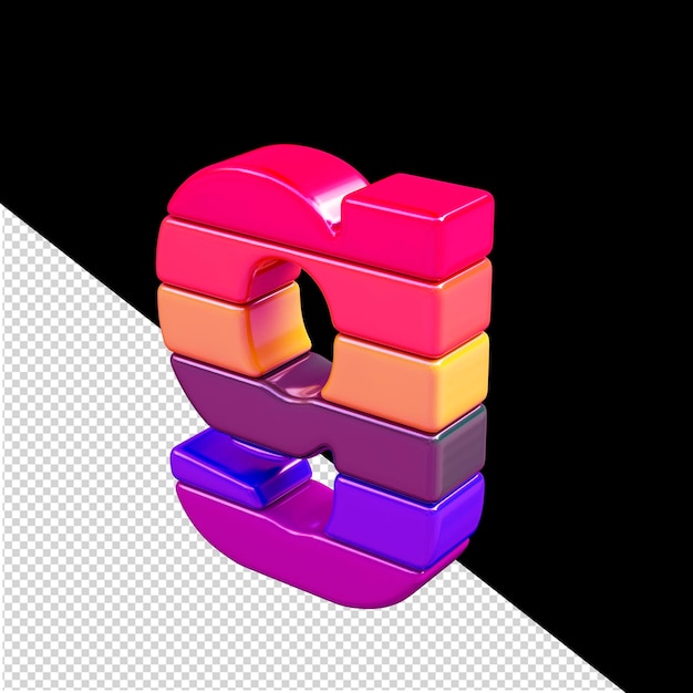 PSD cor símbolo 3d feito de blocos horizontais letra g