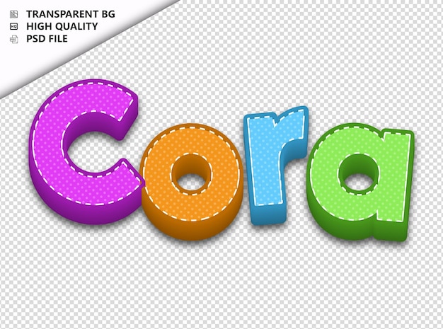 PSD cora typography text colorful craft spring psd transparent