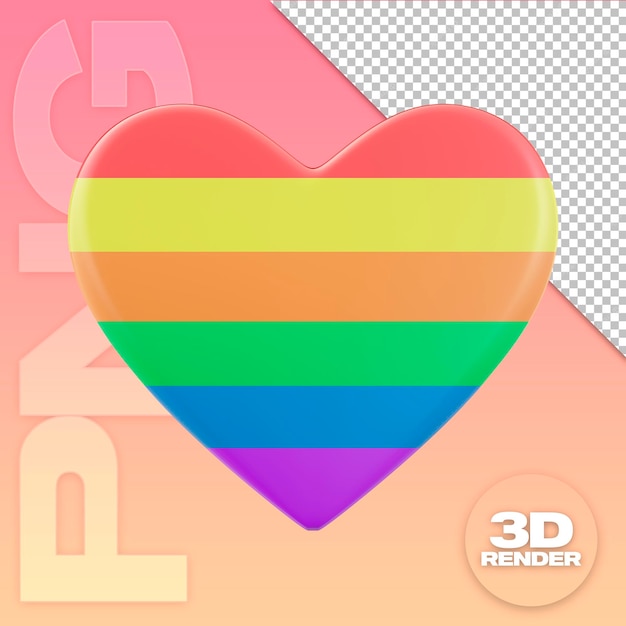 PSD coração 3d arco-íris cores lgbtq