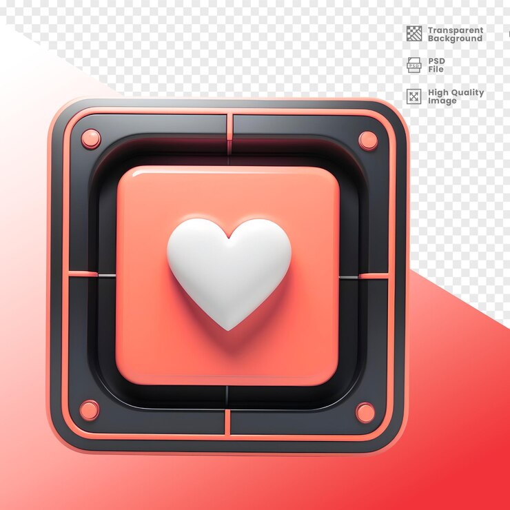 PSD coracao 3d elemento para composicao 3d elemento del corazón para la composición