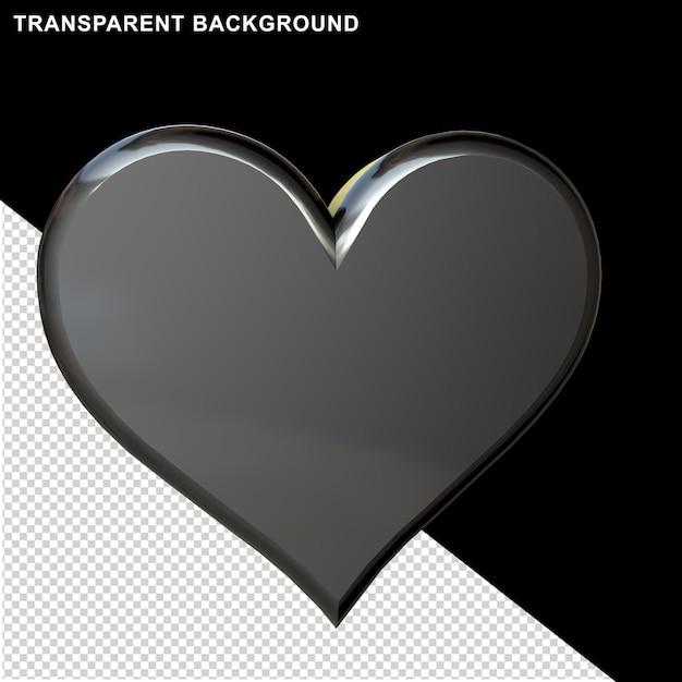 coração 3D em preto