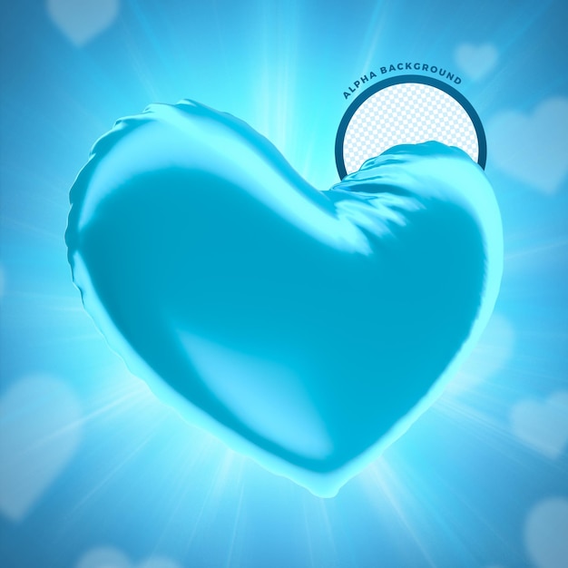 Coração de balão azul do dia dos pais para composição 3d render