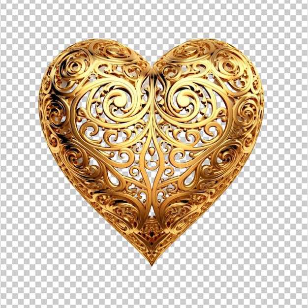 coração de decoração dourada isolado no fundo branco