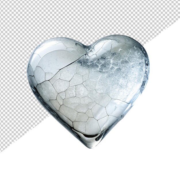 PSD coração de vidro rachado em fundo transparente