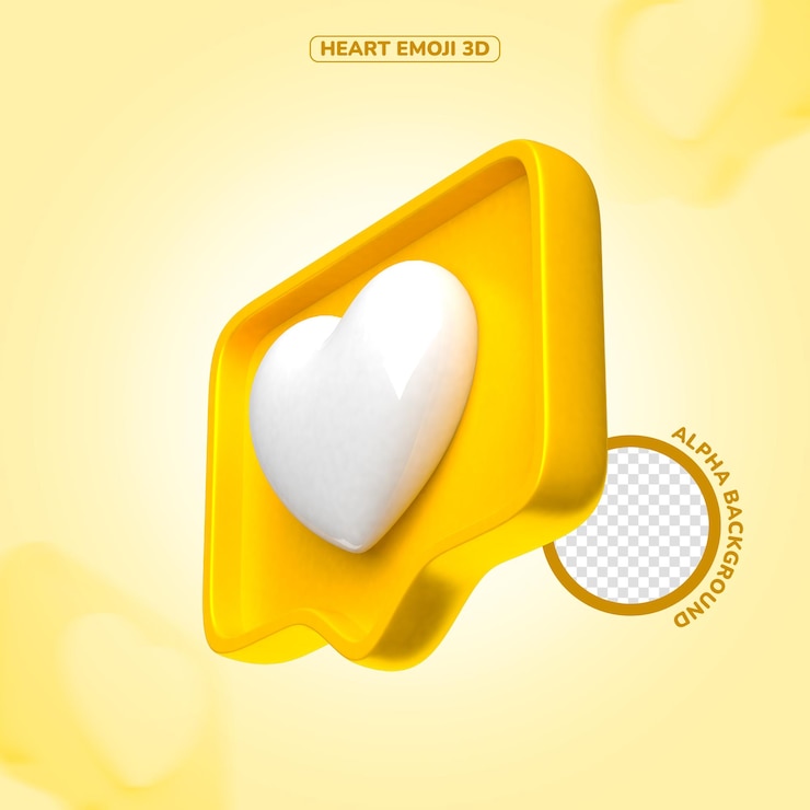PSD coração emoji render 3d