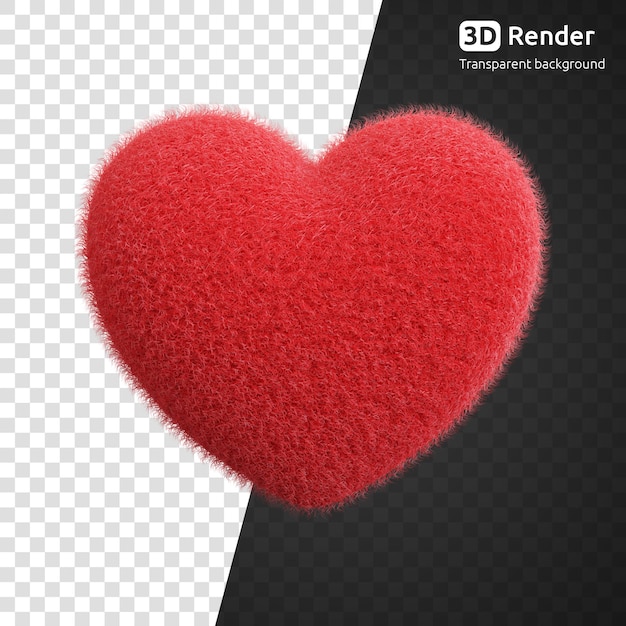 Coração fofo vermelho 3d renderização isolada