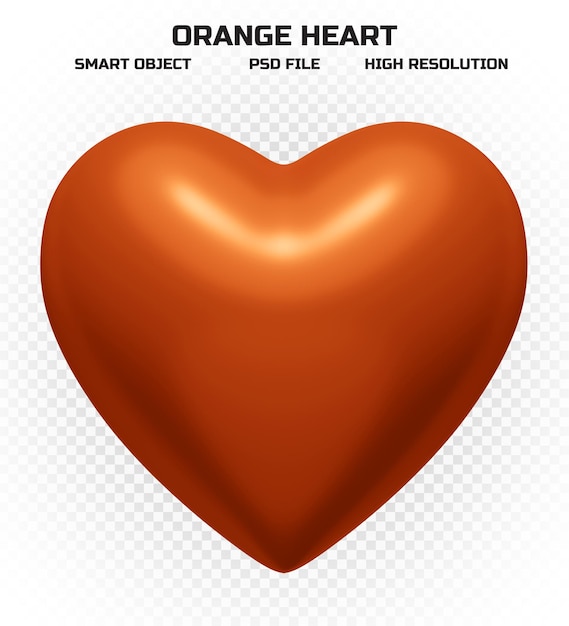 Coração laranja brilhante em alta resolução para decoração