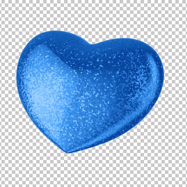 Coração para composição do dia dos pais coração de glitter azul com fundo transparente