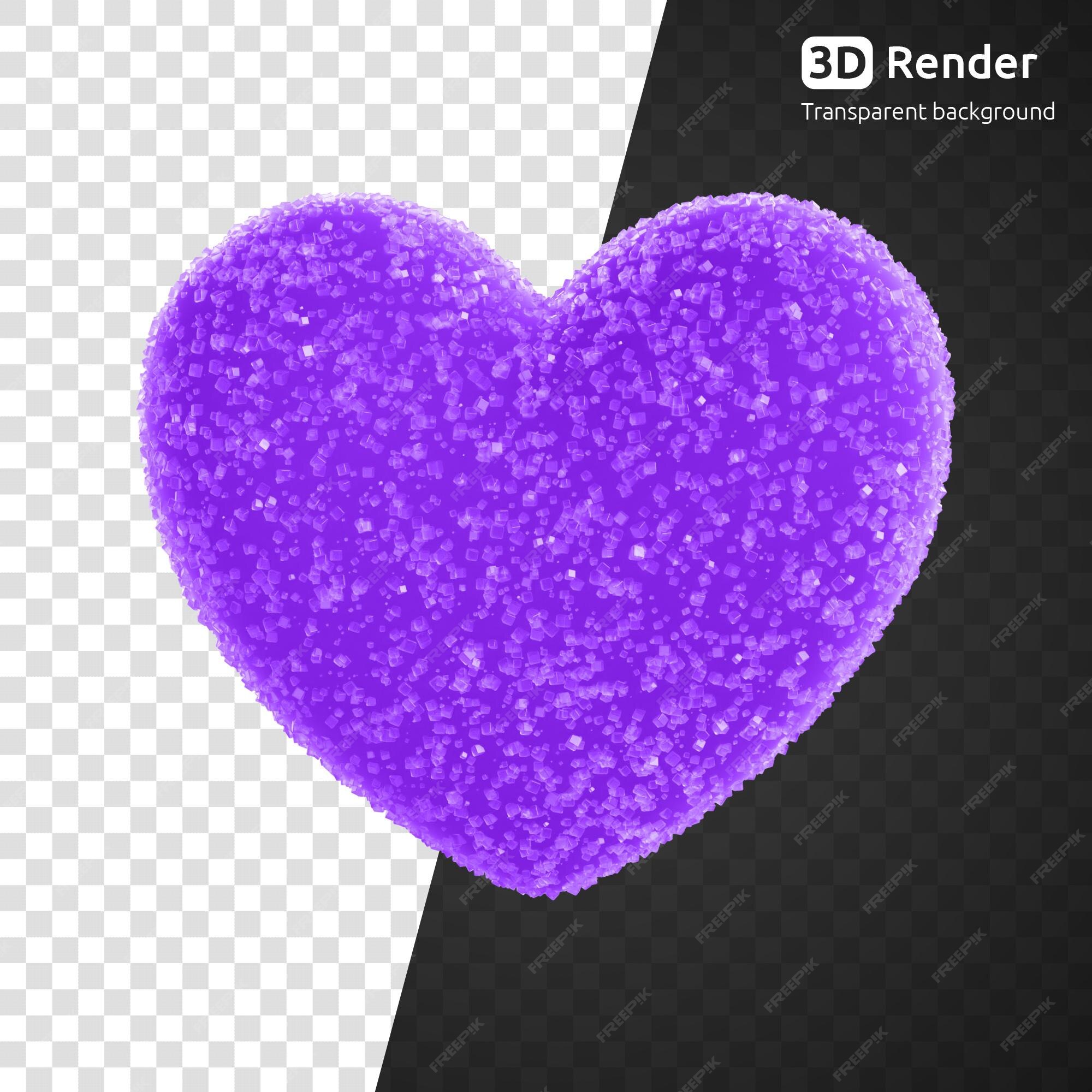 Renderização 3d de coração roxo colorido